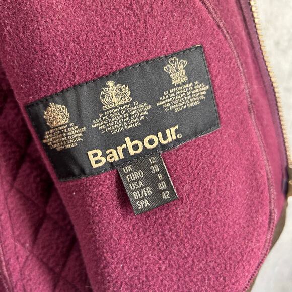 Barbour Malena Cropped Fleece Jacket in Burgundy quilted accents women's 8 - Picture 7 of 8